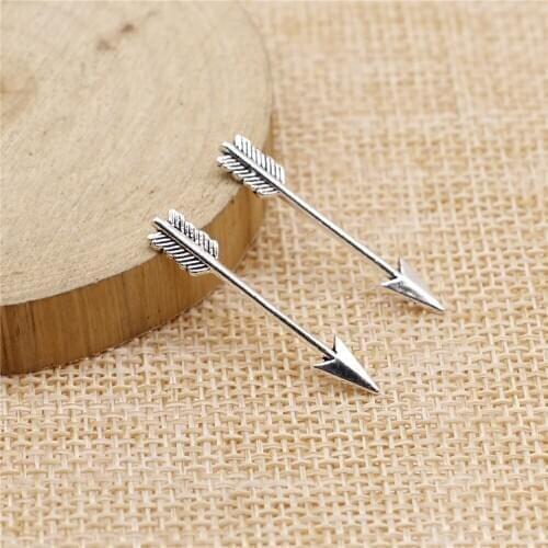 Free shipping 108pcs 30x5mm antique silver Bow and arrow charms diy retro jewelry fit Earring keychain hair card pendant