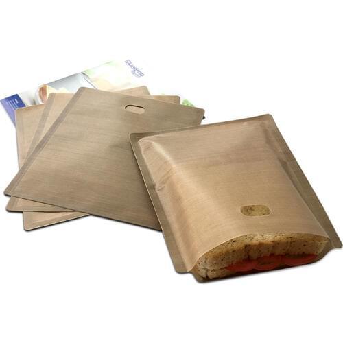 Bluedrop reusable toaster bags PTFE sandwich bags grill cheese bags non stick food grade microwave pouches 17x19 cm pack of 6