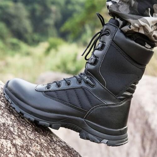Men Outdoor Tactical Boots Waterproof Breathable Wear-resistant Oxford Non-slip Military Shoe Slow Shock Climbing Training Boots