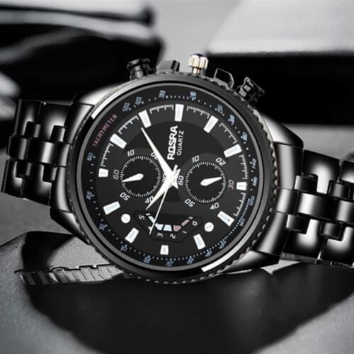 New Men Quartz Watch Full Steel Relogio Masculino Luxury business wristwatch stainless steel Black Watches mens erkek kol saati