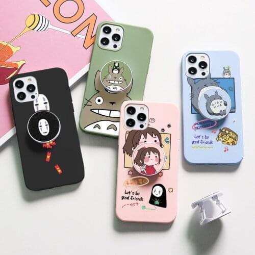 Totoro Case For Huawei P30 P20 Pro P40 Lite E Y6 Y7 P Smart 2019 2021 Honor 8X 9X 8A 10i 20i Mate 20 10 Lite Stand Holder Cover