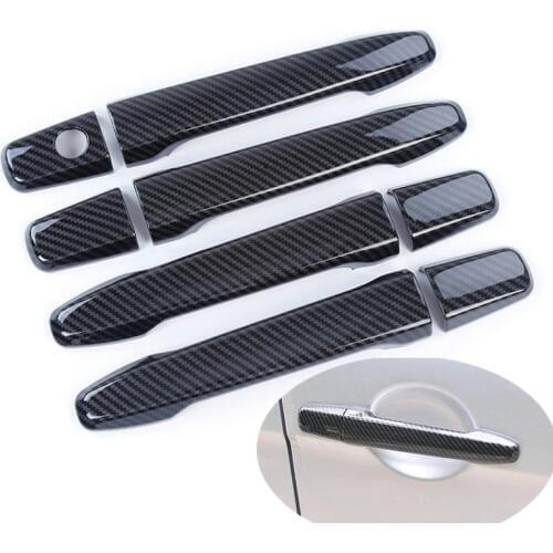 For Peugeot 4008 2012 2013 2014 2015 2016 CHROME CARBON FIBER DOOR HANDLE COVER TRIM Stickers CAR STYLING ACCESSORIES