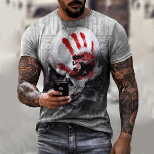 Fashion T-shirt wear 3D personality skull print t shirts for men harajuku Casual sports tops male oversized Streetwear