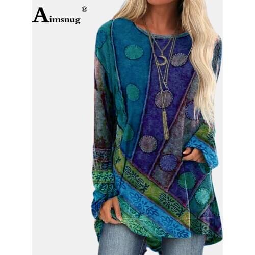 Cashiona Plus size Women Basic Tops Casual T-shirt Model Boho Print Tees Loose Womens Clothes 2021 Spring Autumn Shirt Femme 3xl