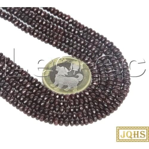 5psc 2X4mm Faceted Rondelle Garnet Gems Loose Beads for Jewelry Making Strand v1704