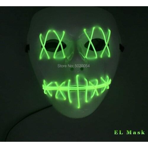 GZYUCHAO EL 10 Colors Cosplay LED Glowing mask Sound activated EL wire Mask Costume for Glowing dance Masks Halloween decoration