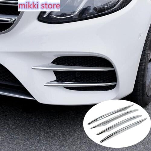 Chrome Car Styling ABS Front Fog Light Lamp Cover Trim frame Strip stickers for Mercedes Benz E Class W213 - Accessories