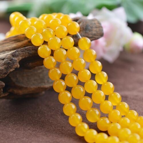 Joanlyn Grade A Natural Yellow Jade Beads 4mm 6mm 8mm 10mm 12mm 14mm Smooth Polished Round 15 Inch Strand JA04