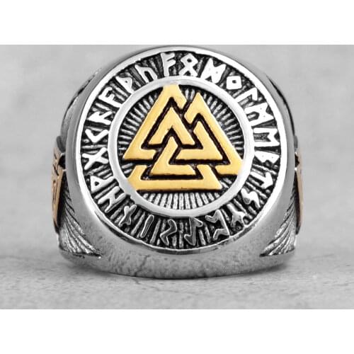 Nordic Mythology Viking Odin Stainless Steel Mens Rings Punk Hip Hop for Male Boyfriend Biker Jewelry Creativity Gift Wholesale