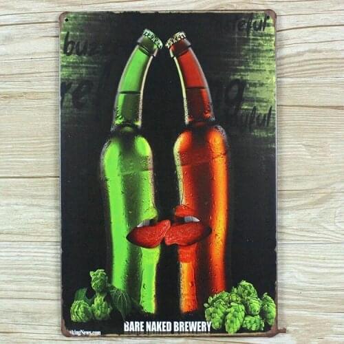 BARE NAKED BREWERY Metal Tin Sign Wall Art Store Brew Liquor Shop Beer Bar Metal Poster Pub Club Poster