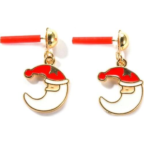 Fashion Santa Earrings Cute Moon Dangle Earrings Stud Drop Earrings For Women Girls Classic Design Stud Ear Jewelry Gifts
