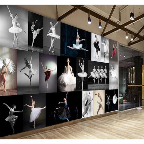 Custom wallpaper mural modern minimalist dance studio ballet yoga studio mural tooling wall - waterproof material