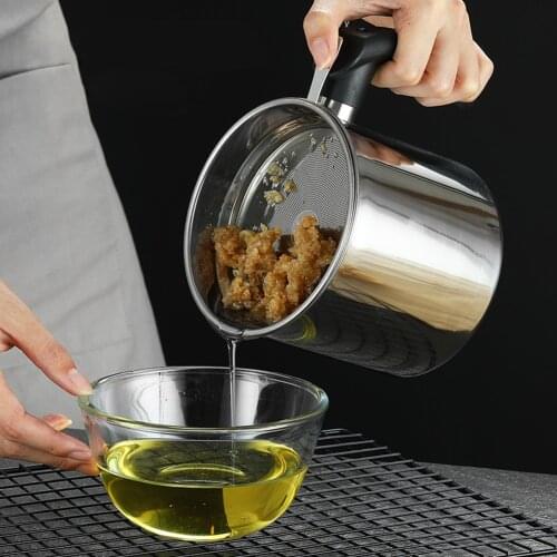 Stainless Steel Lard Tank 1.3L Oil Separator Large Capacity Cooking Storage Filter Pot Bottle with Dust Cover Kitchen Tools