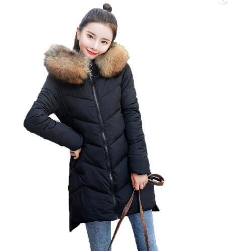 2019 Winter New Product Long Fund Cotton-padded Clothes Ma'am Korean Self-cultivation Even Hat Heavy Seta Lead Down Cotton Group