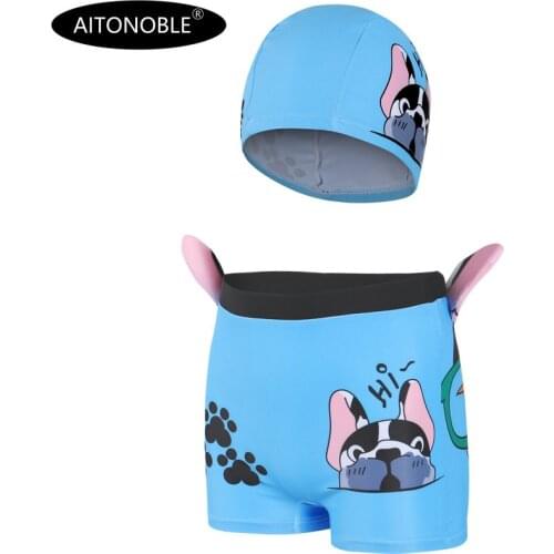 2021 New Boys Swimwear Kids Swimming Trunk with Swimming Cap Swimming Hat Baby Swimming Swimsuit