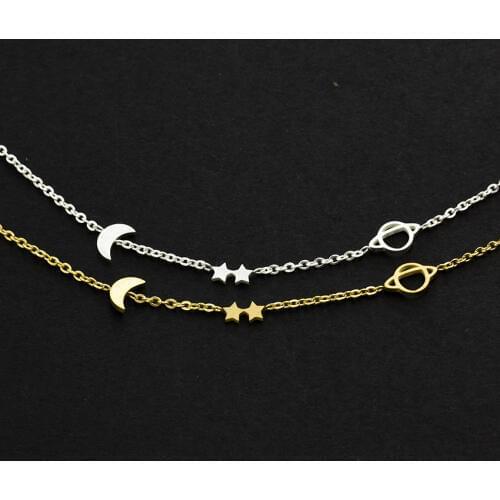 Wholesale 10pcs Fashion Stainless Steel Bracelet For Womens Moon Star Planet Charm Bracelets & Bangles Best Friend Gifts