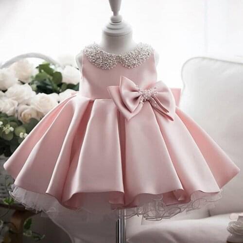 Newborn Christening Princess Toddler Birthday Party Children Baptism Baby Girl Clothes Summer Dresses Tutu White Vestidos 1 Year