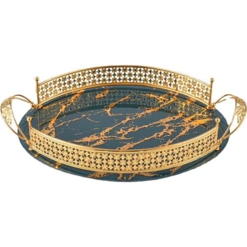 Nordic light luxury wind objects to host tray hollowed out flower iron fruit basket snack rack guest restaurant