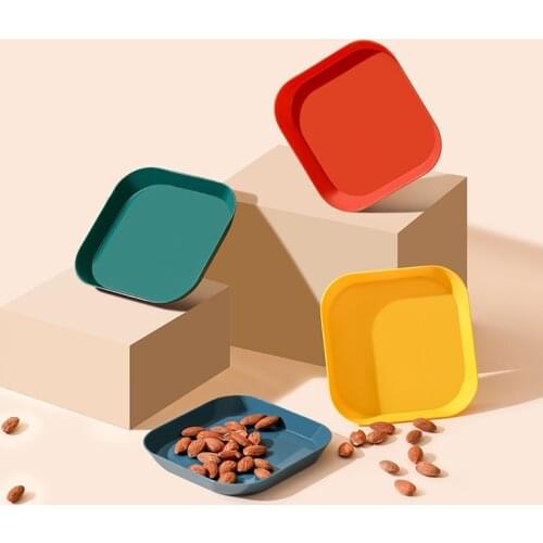 Wheat Straw Tableware Spit Bone Dish Dipping Sauce Spit Bone Dish Plastic PP Household Fruit Dish Dinner Dish Small Square Plate