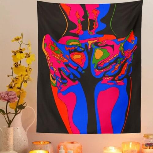 Psychedelic Tapestry Wall Hanging 80s Aesthetic Wall Cloth Tapestries Hippie Decor Living Room Bedroom Bohemian INS Wall Decor
