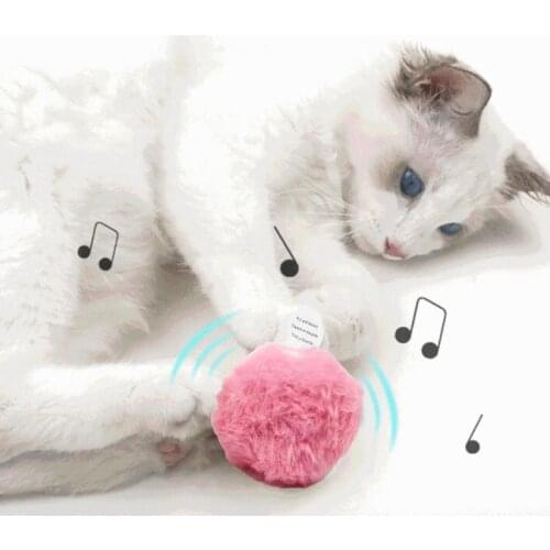 Lifelike Animal Chirping Sounds Furry Ball Cat Kitten Toy Pompon Plush Ball Interactive Kicker Bite Resistant Kitty Molar Toys