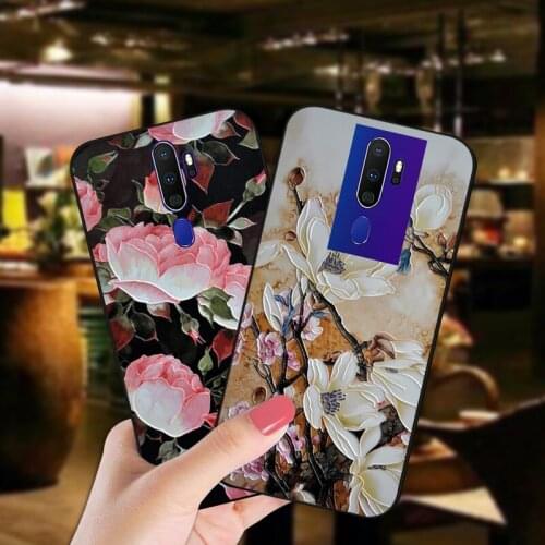 Luxury 3D Relief Flower Case For OPPO A5 A8 A9 A31 2020 Bumper Matte Back Cover For OPPO A3S AX5 A7 A71 A72 A83 A92 A92S