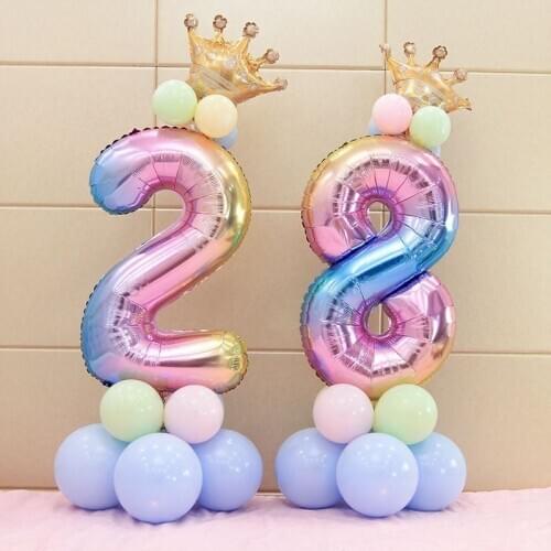 17Pcs/Set 0-9 Number Foil Balloons 32 Inch Party Balloon Crown Digital Helium Ballon Wedding Decoration Birthday Party Supplies