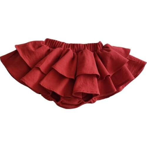 Girls Culottes 2021 Summer Childrens Cotton Shorts 1-3T Baby Fold Pants Cakes Puff Skirts Childrens Wear Rubber Belt