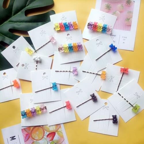 Handmade Macarons Cute Colors Transparent Cartoon Bear Hairpins Women Girls Daily Children Barrette Jewelry Party Gift