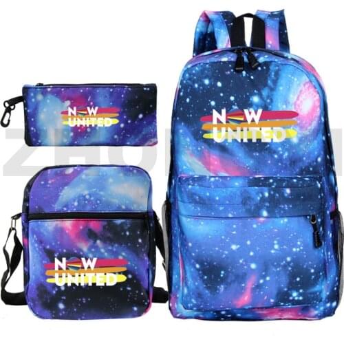Now United Backpack Mochila Women 3 PCS/set Hip Hop UN Team Plecak Kpop Pencil Case Shoulder Bookbag Zipper Bag Pack Sac A Dos