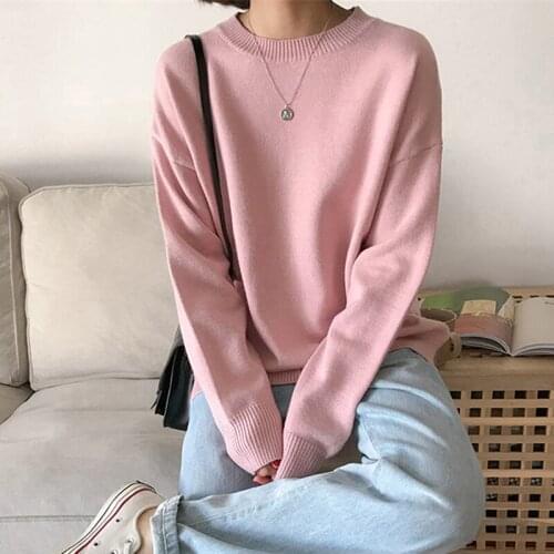 Heydress Casual Loose Long Sleeve Winter Sweater Basic O-neck Knitted Jumpers for Women Sweater Female Pullovers Streetwear
