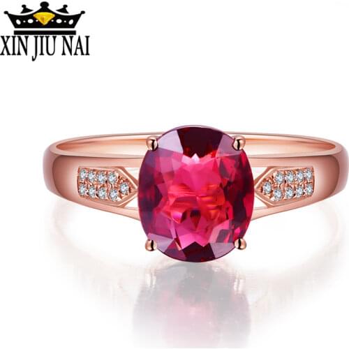 Women Big Red Garnet Oval Cut Cubic Zircon Crystal Rings For Wedding Engagement Jewelry Rose Gold Color Bridal Finger Ring 6-10