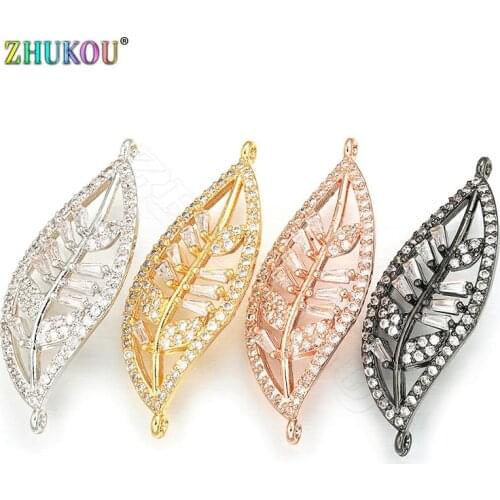 ZHUKOU 12x33mm Autumn leaf Connector for womens bracelet jewelry Making Accessories model:VS326