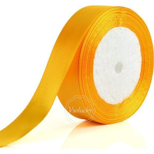 1 Roll Gold yellow 25 Yards 1" 25mm Satin Ribbon Sash Gift Bow Craft Wedding Party Supplies Event Anniversary Banquet Decor