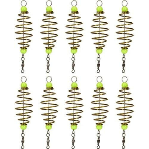 10Pcs/Set Alloy Copper Feeder Dropshipping Fishing Tackle Bait Accessory Fishing Bait Spring Lure Inline Hanging Tackle