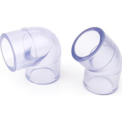10pcs/lot 20 25mm Transparent PVC Connector 45/90 Degrees Elbow Joints Aquarium Fish Tank DIY Tools Garden Water Pipe Connectors