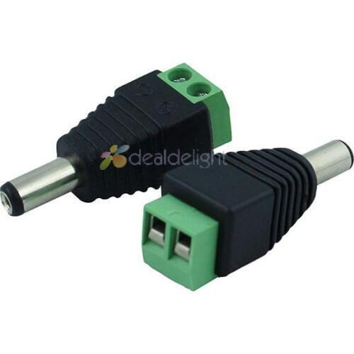 10pcs DC Power Male Plug Connector 2.1 x 5.5mm For 3528 5050 LED Strip And CCTV Cameras Free Shipping