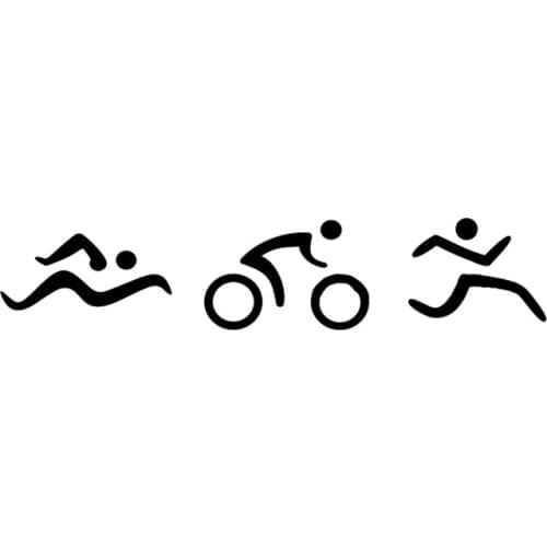 14.3*2.9CM Coolest Triathlon Swim Cycling Run Unique Silhouette Car Sticker Vinyl Decor Graphic Black Silver C12-0660