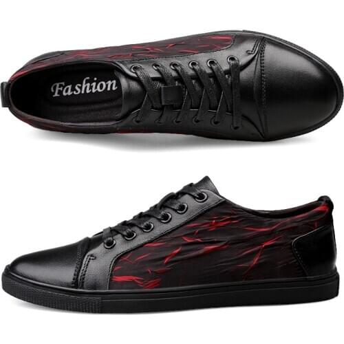 2019 spring and autumn new fashion trend leather flat bottom comfortable high quality outdoor flat bottom lace-up casual shoes