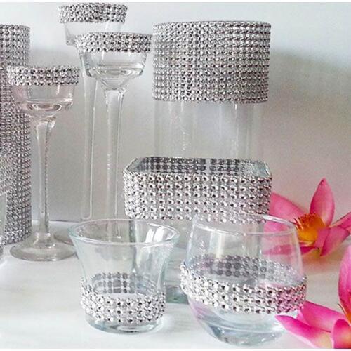 24 Row 12cm Width Acrylic Rhinestone Crystal Mesh Roll DIY Handmade Craft Art Wedding Decoration Glitter Gem Scrapbooking Mesh