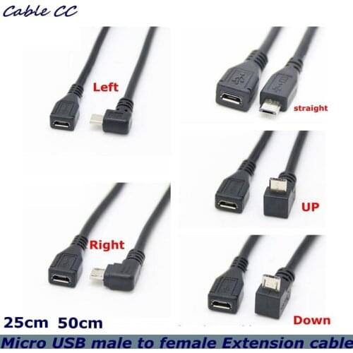 25cm Micro USB 2.0 5Pin male to female to expansion connector adapter long plug connector 90 degree best price