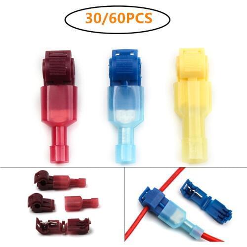 30/60PCS Electrical Wire Connectors Terminals Crimp Terminal Scotch Lock Quick Splice 22-10AWG Electrical Car Audio Kit Tool Set