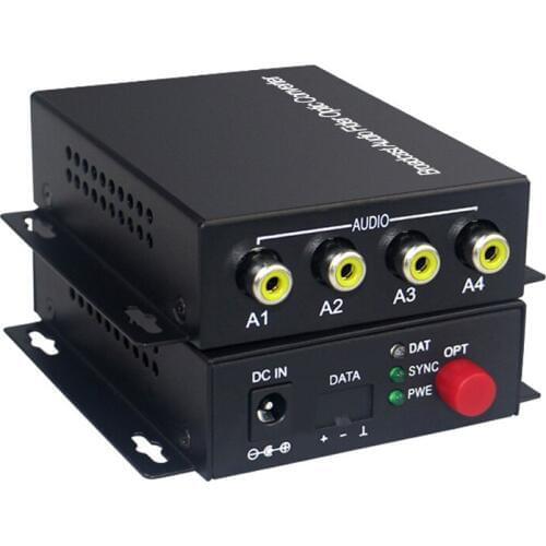 4 Audio Over FC Fiber optic Extender (one way) Transmitter and Receiver, for Audio intercom broadcast system (Tx/Rx) Kit