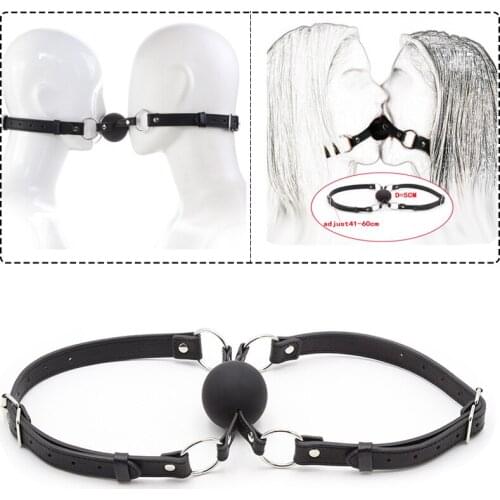 50MM Solid Silicone Ball Double Mouth Gag,Leather Dual Strap Design Ball Gags,Bdsm Bondage Restraints Adult Sex Toys for Couples