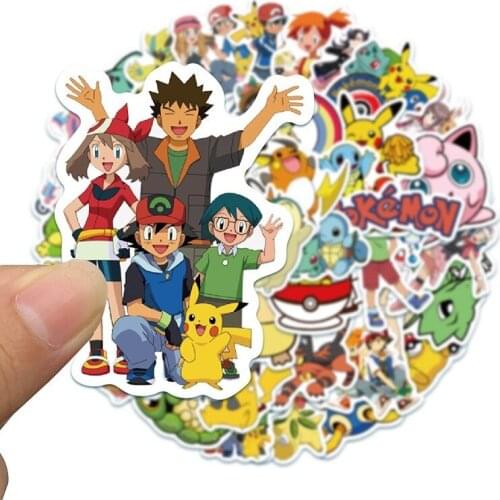 50pcs/bag Anime Takara Tomy Pokemon Skateboard Luggage Notebook Stickers Children Stickers Toys can be reused Cute Stickers