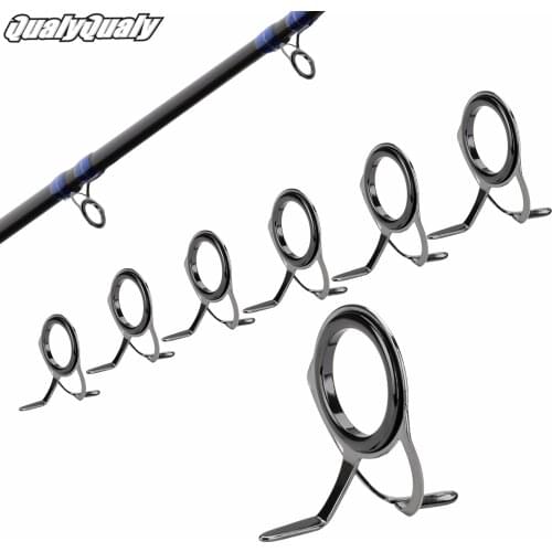 7Pcs/Lot #8-#30 Bait Casting Fishing Rod Guides Repair Kit Ceramic Ring Double Leg Fishing Guide Rod Replacement Set