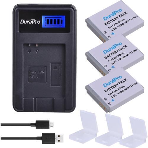 3pc NB-6L NB6L NB 6L NB-6LH 1300mAh Rechargeable Camera Battery +LCD USB Charger For CANON PowerShot SX240 SX260 HS IXY110 SD980