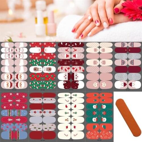 Christmas Nail Sticker Santa Claus Elk Snowman Gift Full Wrap Xmas Winter Art Manicure Decal Decorations For Nails Tips Beauty
