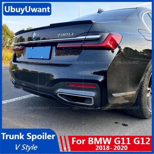 Car Rear Trunk Spoiler Wing Lip For BMW G11 G12 7 Series Sedan 4-Door 2018 - 2020 Boot Carbon Color & Black ABS Lip Wing Spoiler