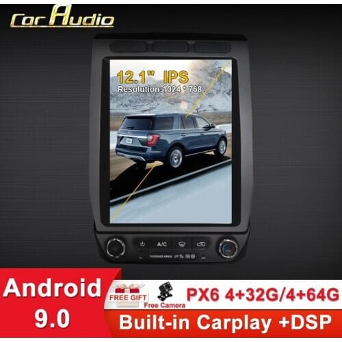 12.1 inch Android 9 PX6 64GVertical Screen Car Multimedia DVD Player For Ford Expedition 2018 GPS Navigation Auto Radio Headunit